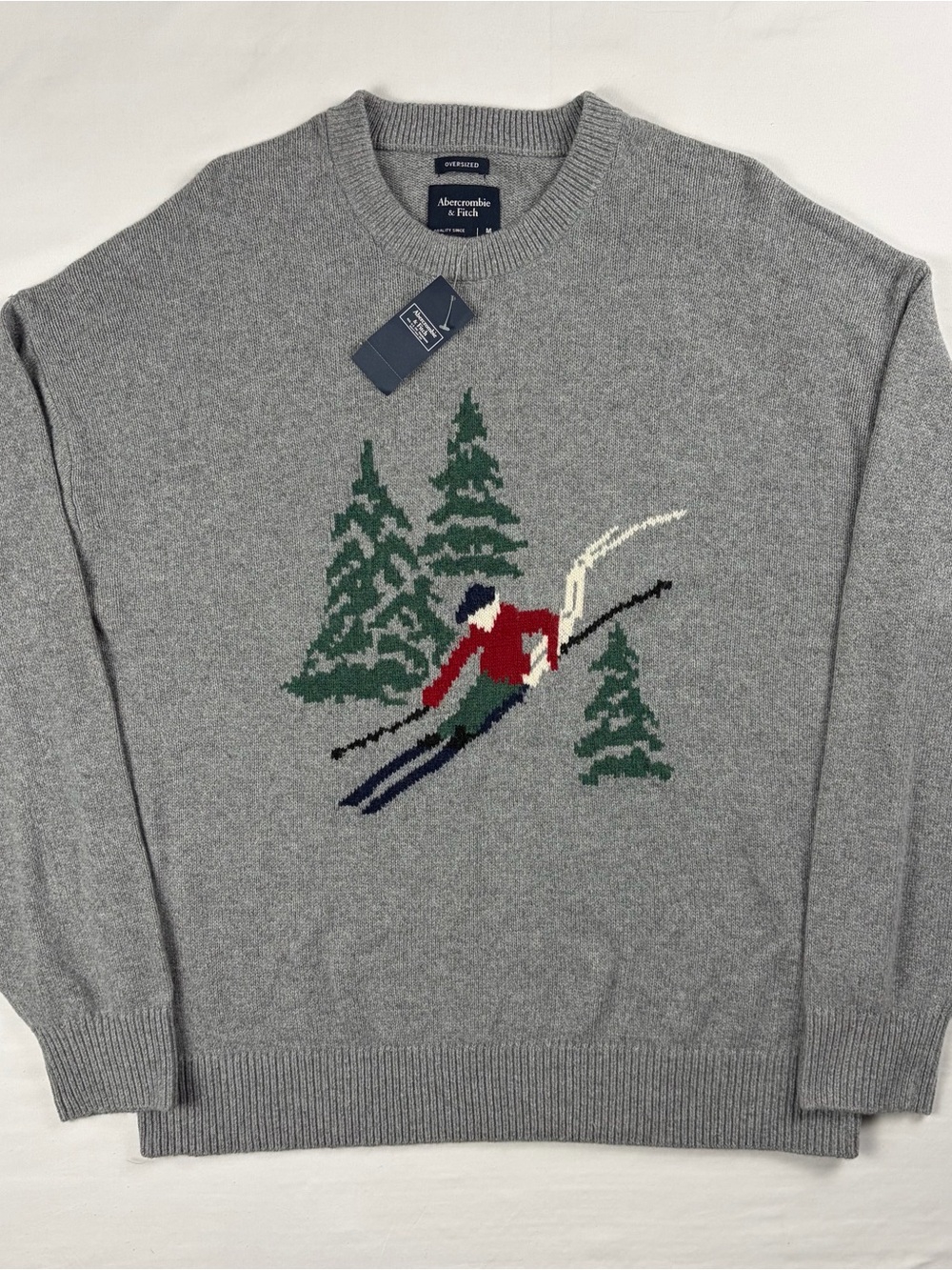 NWT Abercrombie & Fitch Oversized Ski Skier Sweater M Merino Wool